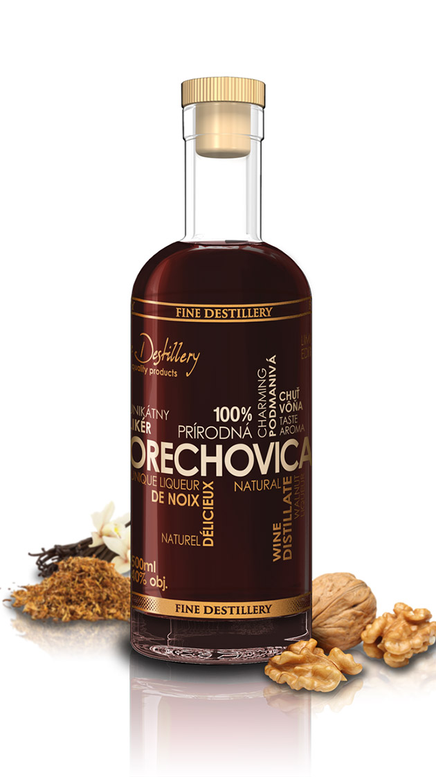 Fine Destillery Orechovica 40% 0,5 l ( čistá fľaša )